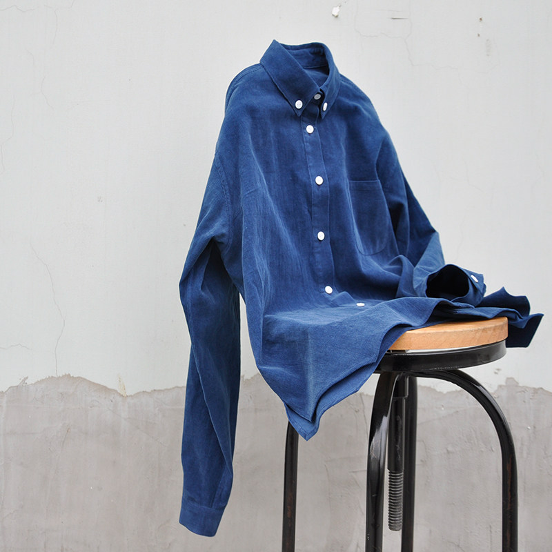 条绒草木染复古纯棉服装衬衣