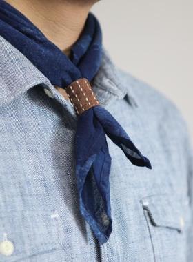 靛DIAN 蓝染复古方巾 刺子绣植染领巾 阿美咔叽bandana头巾