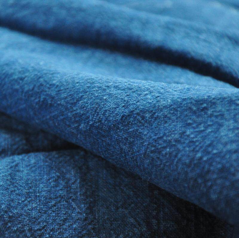 靛蓝染暗纹机织棉麻布料