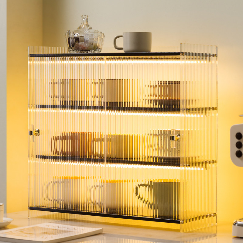 杯架杯子置物架办公室桌面收纳茶几茶具杯柜防尘宿舍收纳盒带门