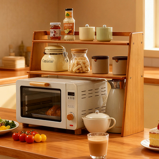 微波炉置物架多功能厨房家用调料架水壶分层收纳支架台面烤箱架子