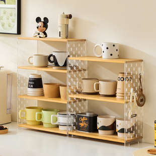 水杯子收纳置物架桌面杯架茶具储物马克杯水吧咖啡家用餐边柜多层