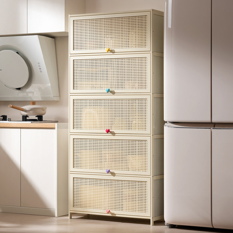 奶油风厨房置物架落地多层置物柜家用多功能收纳架子储物柜碗橱柜,厨房/烹饪用具,厨房置物架/置物柜/角架,淘宝优惠券,粉丝福利购,淘宝优惠卷