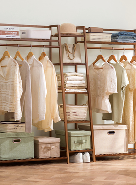 衣架落地床边放衣服神器卧室实木家用简易房间衣帽衣柜挂衣架晾衣