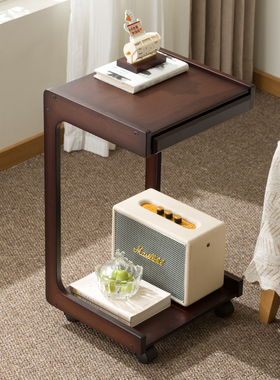 沙发边几可移动小茶几带轮茶台床边方几实木边柜小户型边桌床头柜