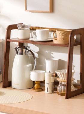 杯子收纳置物架桌面双层水杯架茶具茶杯水壶整理架吧台咖啡角架子