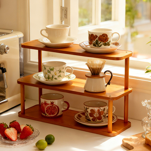 桌面置物架杯子收纳架子餐桌台面工位水杯咖啡杯茶具桌上小型杯架
