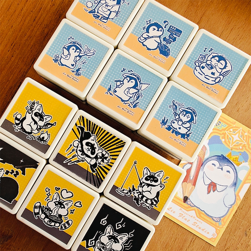 原创企鹅小浣熊文创印章
