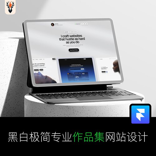 黑白极简专业作品集网站设计 Framer网站模板 可编辑源文件