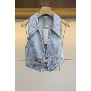 专柜正品春夏时尚无袖O224801B周末水洗牛仔上衣1499元