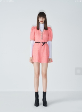 专柜正品秋冬时尚V领淑女N240602C周末连衣裙3280元