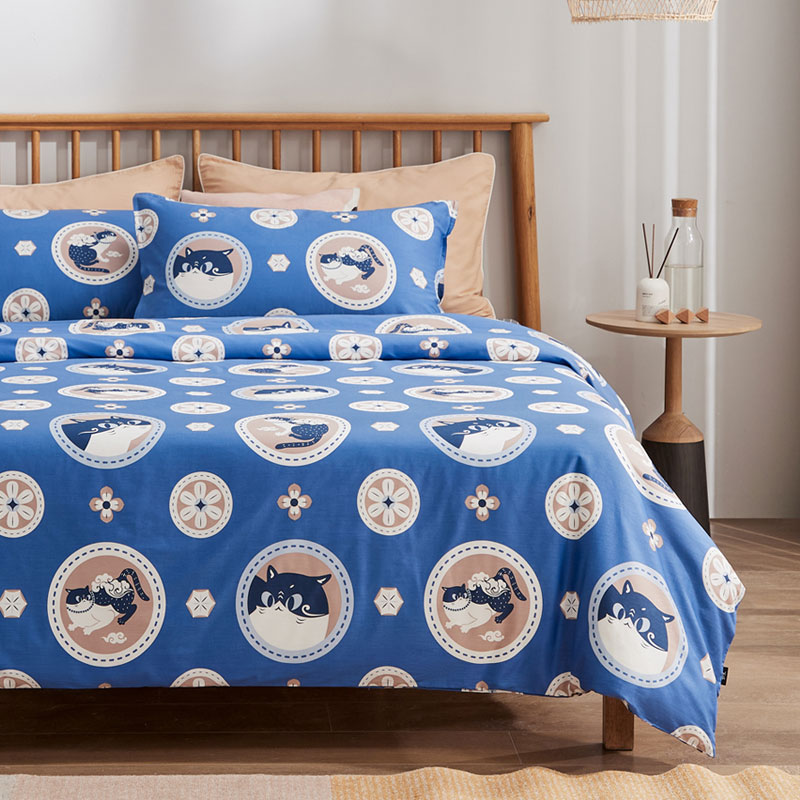 猫咪可爱全棉床品床单床笠国潮