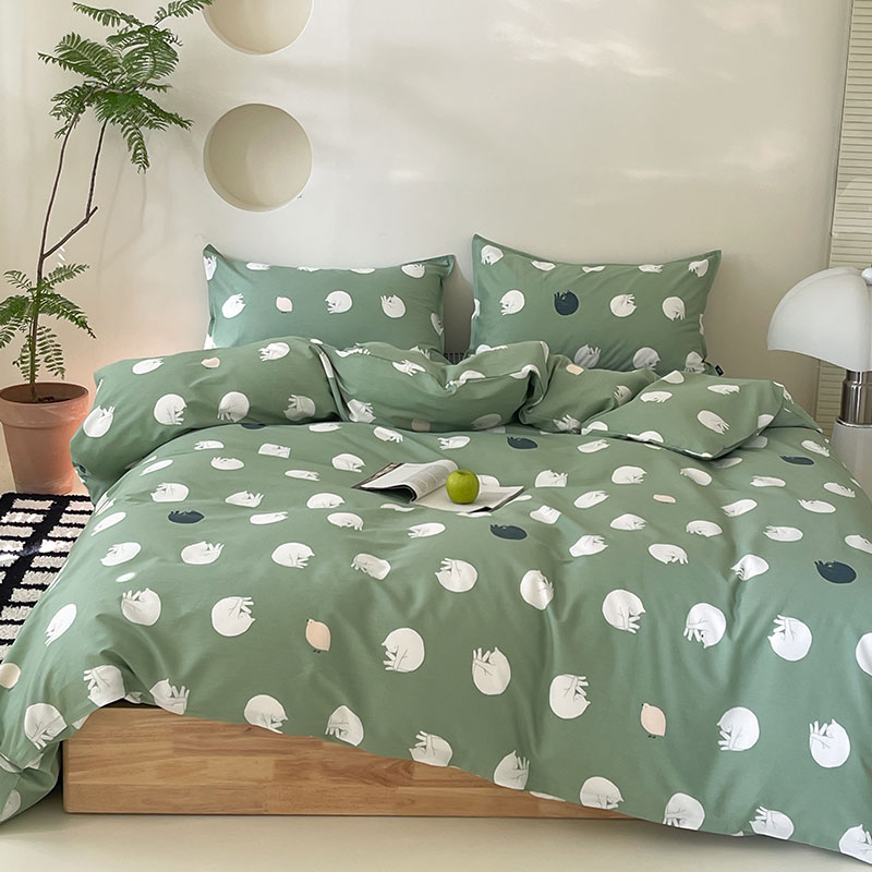 秋冬牛油果绿宿舍全棉床笠床单人