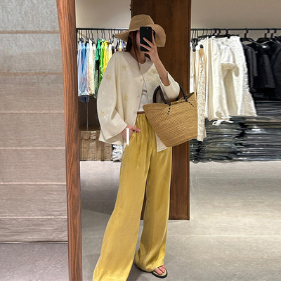 新款莱赛尔铜氨丝休闲阔腿裤女