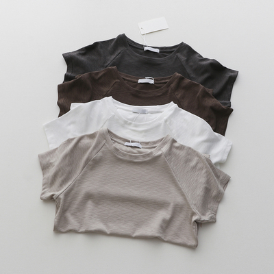 人手bi入款 糯叽叽基础百搭又好穿的多色显瘦短袖正肩T恤上衣