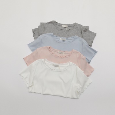 Tomato  巨百搭好穿～波边圆领纯色短袖t恤女2025春夏新款上衣