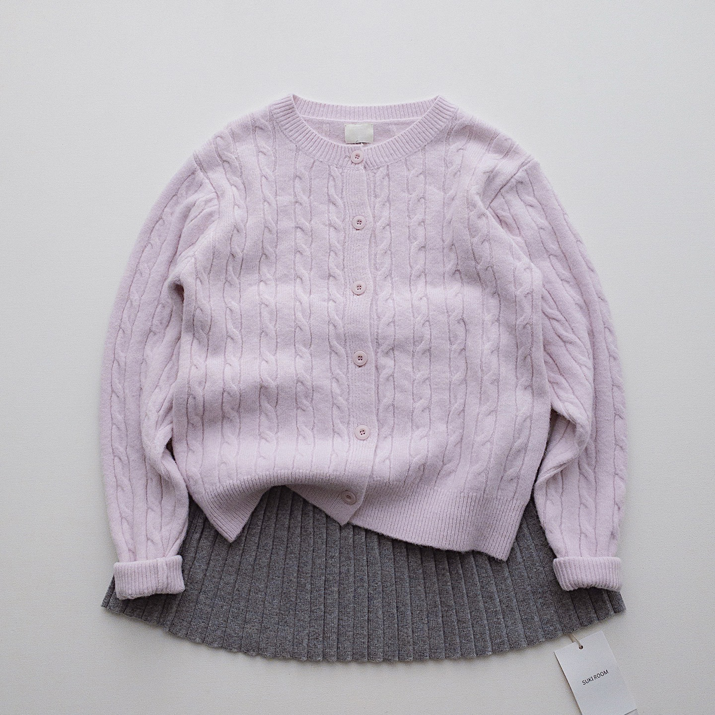 TOMATO SHOP  软糯厚实的~紫薯甜心奶油少女麻花毛衣外套