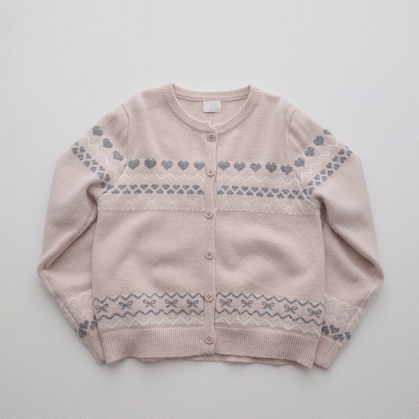 南法的圣诞~复古费尔岛圆领爱心蝴蝶结甜妹软糯百搭毛衣开衫外套