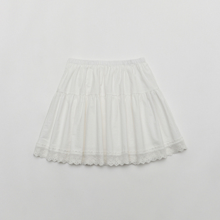 ACME 少女芭蕾风蛋糕裙蕾丝花边半身裙高腰蓬蓬白裙子a字短裙