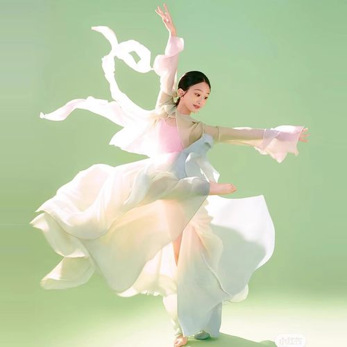 儿童古典舞蹈演出服三月春女童桃花笑练功表演服采莲如梦令中国舞