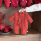 哈衣宝宝拜年喜庆新年装 婴儿过年衣服国风新中式 红色百天周岁冬装
