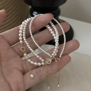 juice accessory 正圆施家强光珍珠手链14k包金精致百搭高级手串