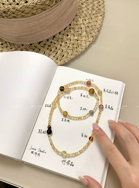 天然黄水晶三圈多宝手串女款时尚百搭饰品礼物生日礼物