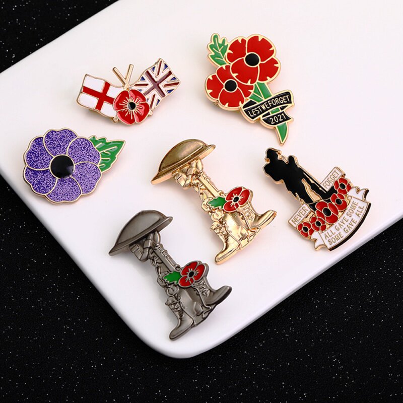 欧美英国庆祝合金别针滴油纪念日紫花胸针卡通花卉胸针