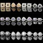 口钉Cufflinks ins镶钻水晶锆石心形袖 男女士衬衫 扣法式 袖 西装