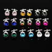 宝石水晶袖 扣百搭男女士多法式 衬衫 圆形多色时尚 袖 钉工厂现货