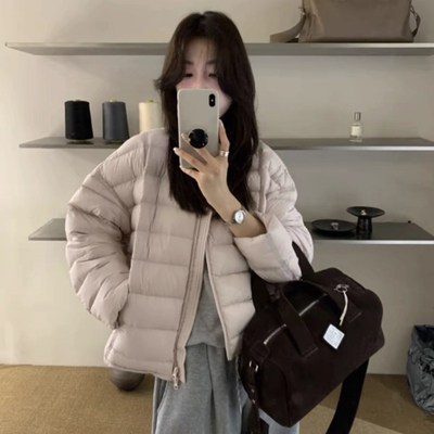 超好看圆领韩版排骨羽绒服女短款