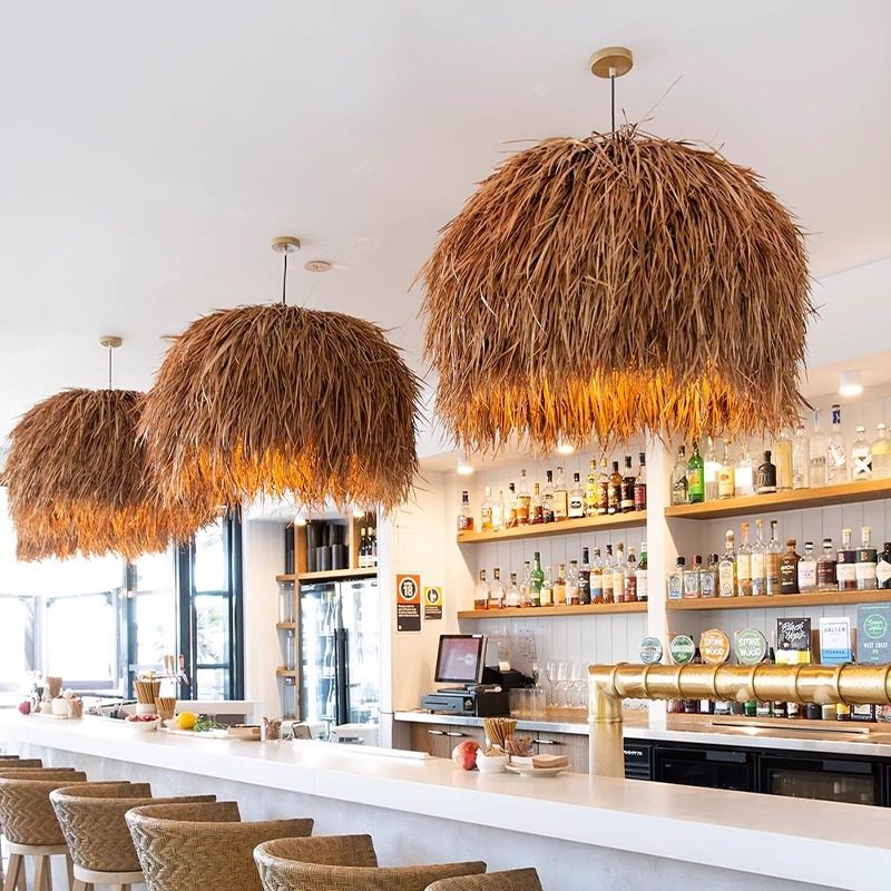 日式侘寂风餐饮餐桌餐桌吧台灯民宿卧室茶室手工草编装饰氛围灯具,家装灯饰光源,酒店/宴会厅/餐饮吊灯,淘宝优惠券,粉丝福利购,淘宝优惠卷