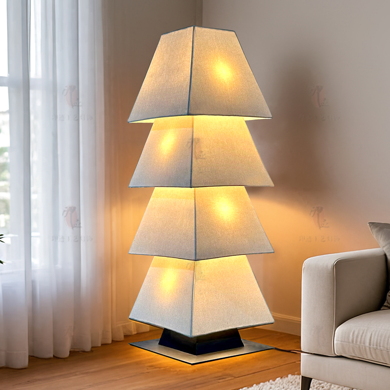 2025新款设计师落地灯客厅酒店民宿大型摆件侘寂风装饰布艺氛围灯