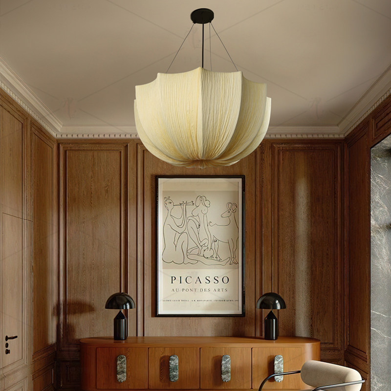 中古风餐厅吊灯客厅民宿卧室饭厅灯奶油风复古高级感创意布艺灯具,家装灯饰光源,餐厅吊灯,淘宝优惠券,粉丝福利购,淘宝优惠卷