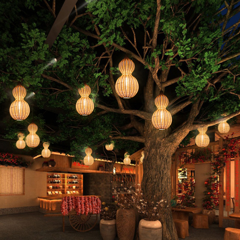 户外吊灯防水庭院灯别墅凉亭灯中式院子景观灯手工藤编葫芦挂树灯,家装灯饰光源,吊灯,淘宝优惠券,粉丝福利购,淘宝优惠卷