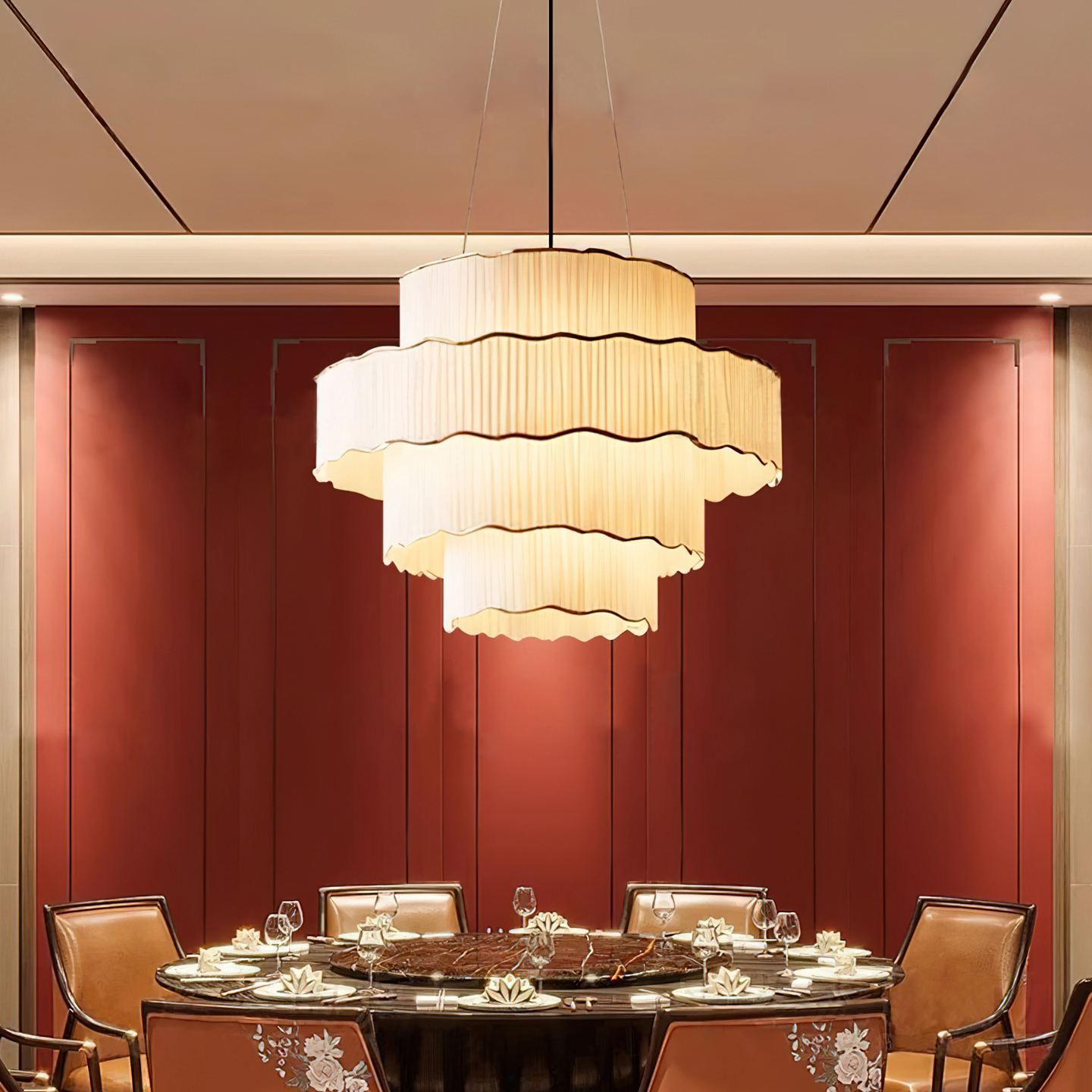 新中式餐厅吊灯2025新款设计师创意酒店餐饮饭店包厢民宿布艺灯具