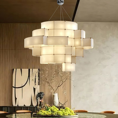 新中式轻奢酒店包厢大厅布艺吊灯