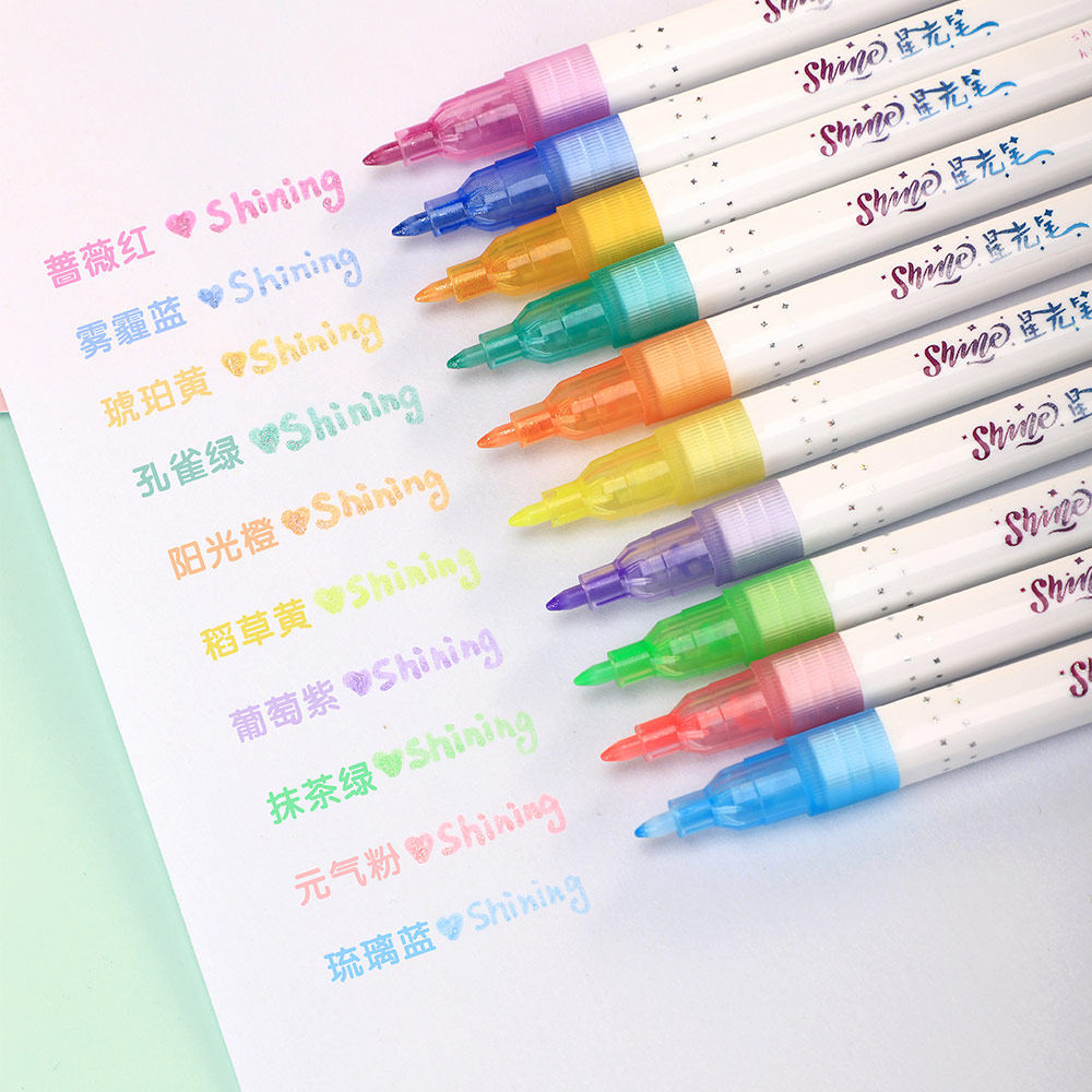柯林闪耀星空荧光笔抖音闪光笔diy涂鸦绘画笔手账笔彩色记号
