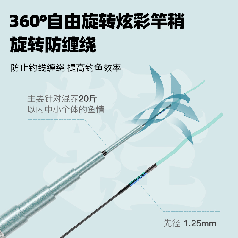 佳钓尼无二轻狂炫彩旋转竿稍