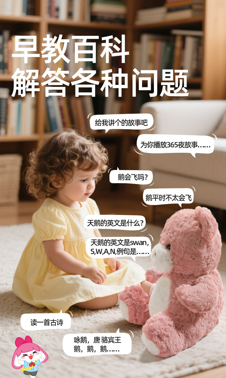 AI毛绒声光音乐玩具小熊