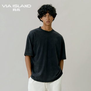 T恤男女休闲宽松2026新款 VIA ISLAND度假向岛新疆棉纯棉水洗短袖