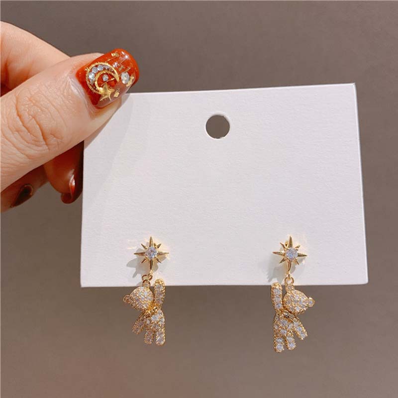 925银针个性小巧简约可爱小熊女