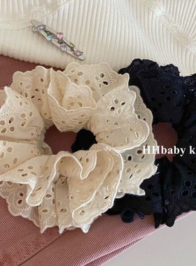 赵露思同款白色芭蕾风镂空蕾丝花边发圈韩国公主fever布艺大肠圈