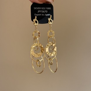 金色欧美夸张气质圆环链条耳环女时尚个性多层垂坠宫廷风耳饰耳钩