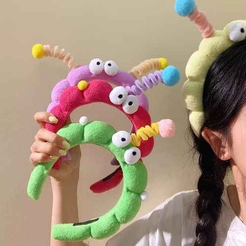 大眼睛趣味扭扭棒海绵发箍女可爱搞怪压发饰头箍洗脸防滑发卡头饰