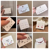 银针小清新精致锆石蝴蝶耳钉女养耳洞套装 花朵耳环网红耳饰品批发