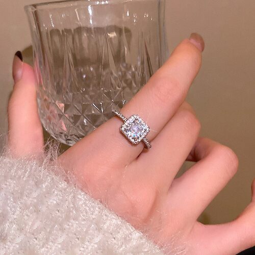 胖家同款小方糖锆石活口戒指