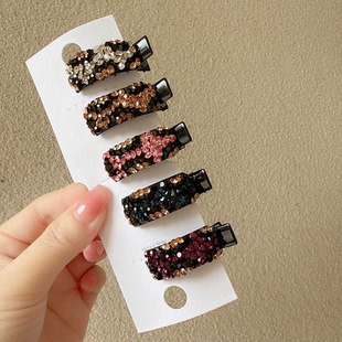 精致炫彩闪钻发夹边夹侧边2025新款 高端刘海鸭嘴夹发卡女夹子头饰