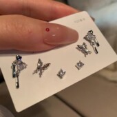 液态蝴蝶养耳洞6件套耳钉2023年新款 潮小众设计感高级耳环耳饰女