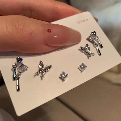 液态蝴蝶养耳洞6件套耳钉
